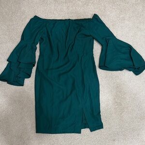 Elegant Teal Off-Shoulder Dress